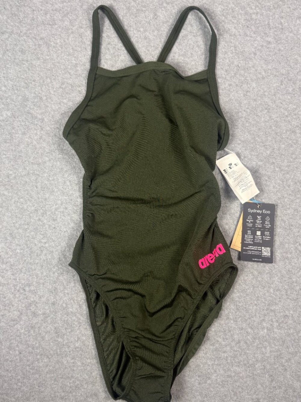 Arena Challenge Back One Piece Swimsuit Dark Sage Pink Size 32 NWT Athletic